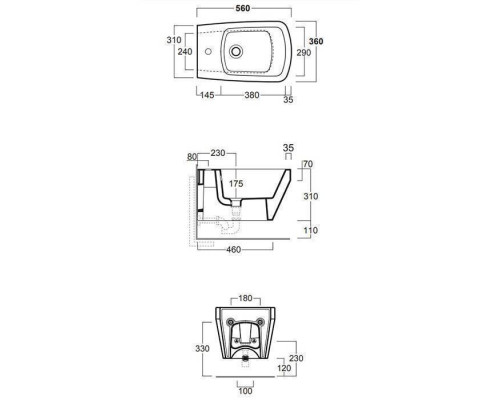 Биде подвесное SIMAS Baden Baden 56х36 см белое F85/BB19bi