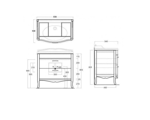 Тумба с раковиной SIMAS Arcade 90 см напольная 2 ящика Белый AR864bi*1/ARM2bi/cr