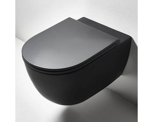Унитаз подвесной Simas Trevi 56х37 см безободковый черный матовый TRV18 nero matt