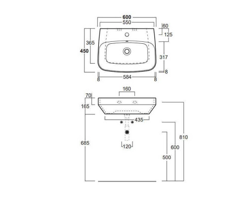 Раковина SIMAS Baden Baden 60х45 см белая BB10bi