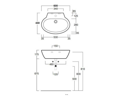 Раковина SIMAS Lft Spazio 60 см без отверстия белая F89/LFT24bi