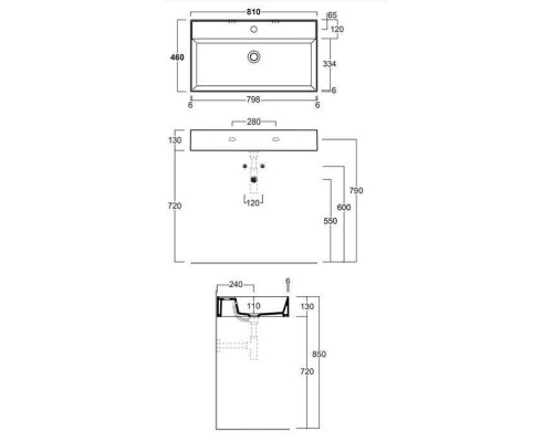 Раковина подвесная Simas Agile 81х46 см 1 отверстие Cemento matt AG81 cemento matt*1