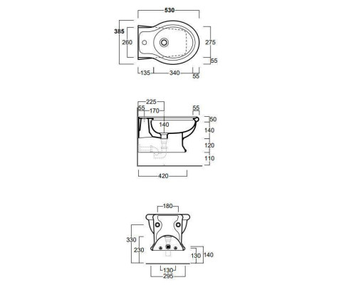 Биде подвесное Simas Lante 53x38 см 1 отверстие белый LA19bi