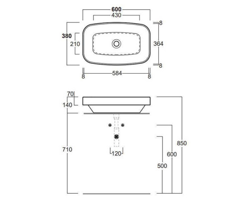 Раковина SIMAS Baden Baden 60х38 см без отверстия белая BB11bi