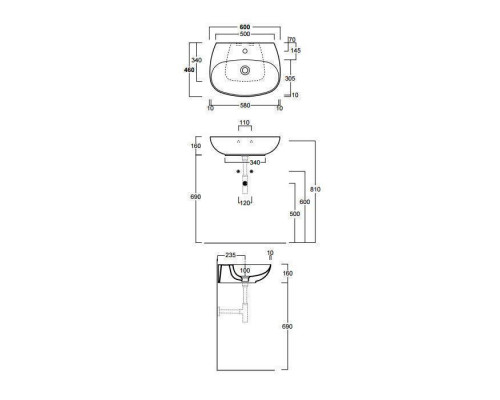Раковина SIMAS Vignoni 60х46 см 1 отверстие белая VI10bi/F89