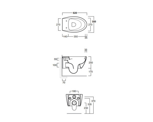 Simas Lft Spazio Унитаз подвесной 52х35см., безободковый, цвет: Antracite matt. LFT18 antracite matt rimless