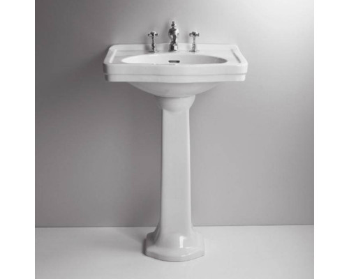 Раковина Simas Londra 58х45 см с пьедесталом 3 отверстия белая LO915bi/LO914bi