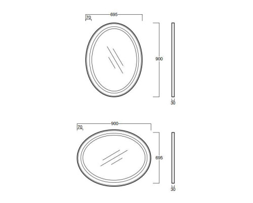 Зеркало овальное Simas Lante 90x62 см белый LAS1 bi