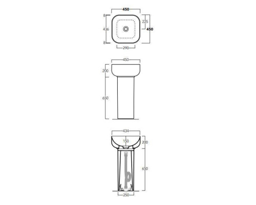Раковина напольная Simas Balloon 45x45x65 см белая F91/BA03bi/CN401bi/SIFBA