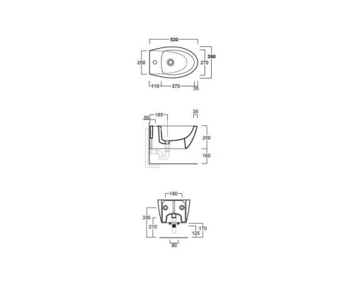 Биде подвесное SIMAS Lft Spazio 52х35 см 1 отверстие белое LFT19 bi/F85