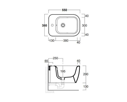 Биде подвесное Simas Henges 38х55 см 1 отверстие белый HE19bi/F85