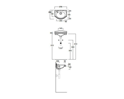 Раковина SIMAS Arcade 37х28 см без отв. белая AR035bi/0