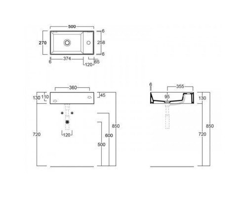 Раковина Simas Agile 50х27 см 1 отверстие черный матовый AG50 nero matt