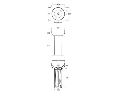 Раковина напольная Simas Balloon 45x65 см белая F91/BA01bi/CN301bi/SIFBA