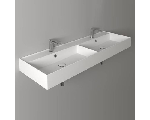 Раковина двойная Simas Agile 141х46 см 2 отверстия белая AG141D bi